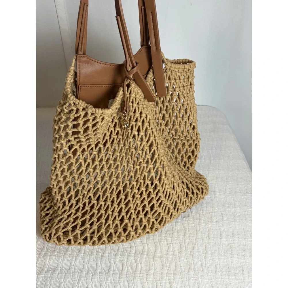 Spartina 449 Mesh Macramé Tote Bag, Beach Bag, Preowned